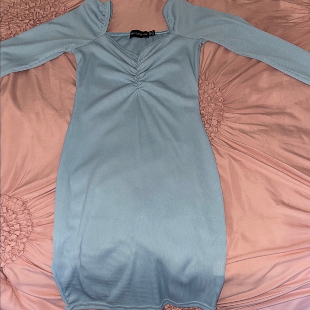 baby blue bodycon fitted dress